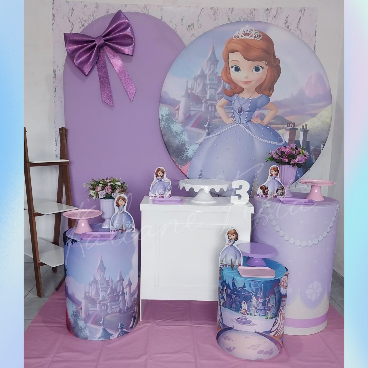 Princesa Sofia Com Laço No Painel - Kit Diamante - Kaliane Festa Pegue e Monte