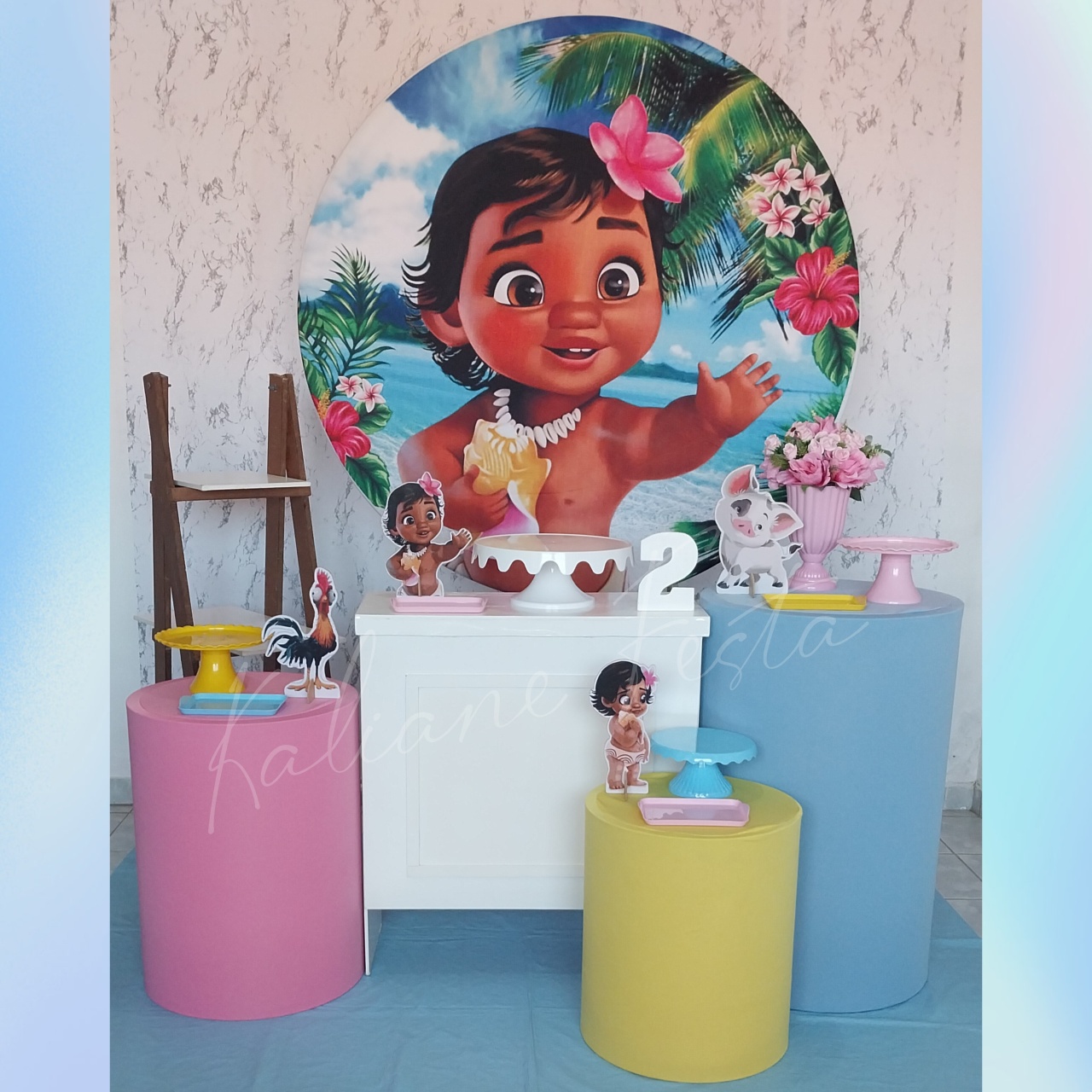 Moana Baby - Kit Ouro - Kaliane Festa Pegue e Monte