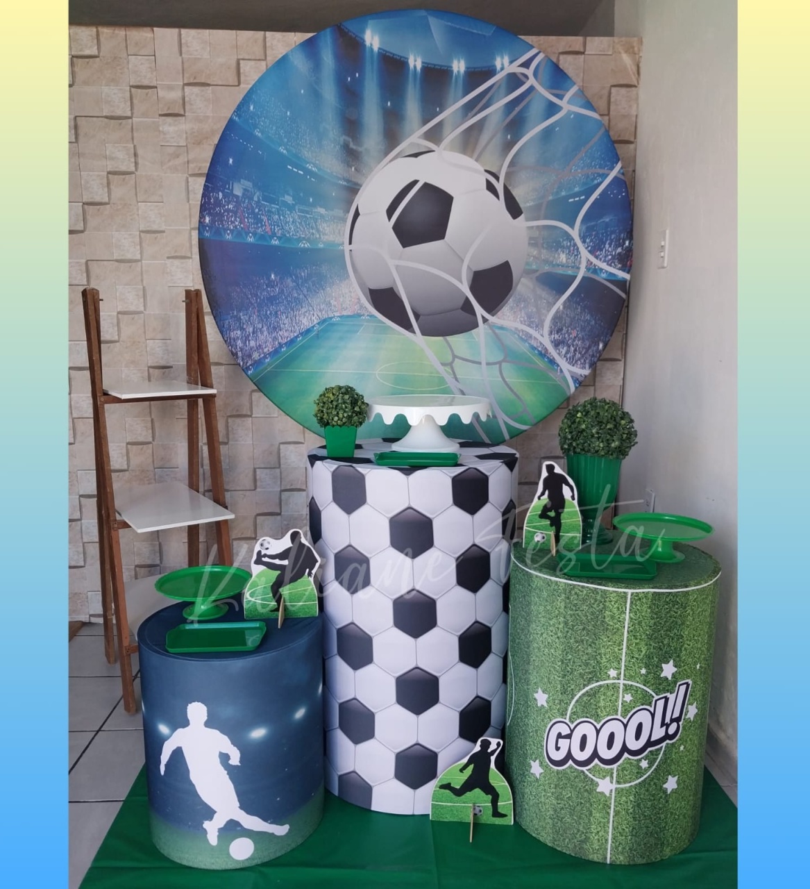 Futebol Bandejas Verde - Kit Prata - Kaliane Festa Pegue e Monte