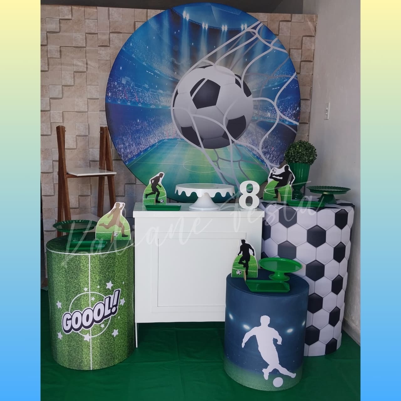 Futebol Bandejas Verde- Kit Ouro  - Kaliane Festa Pegue e Monte