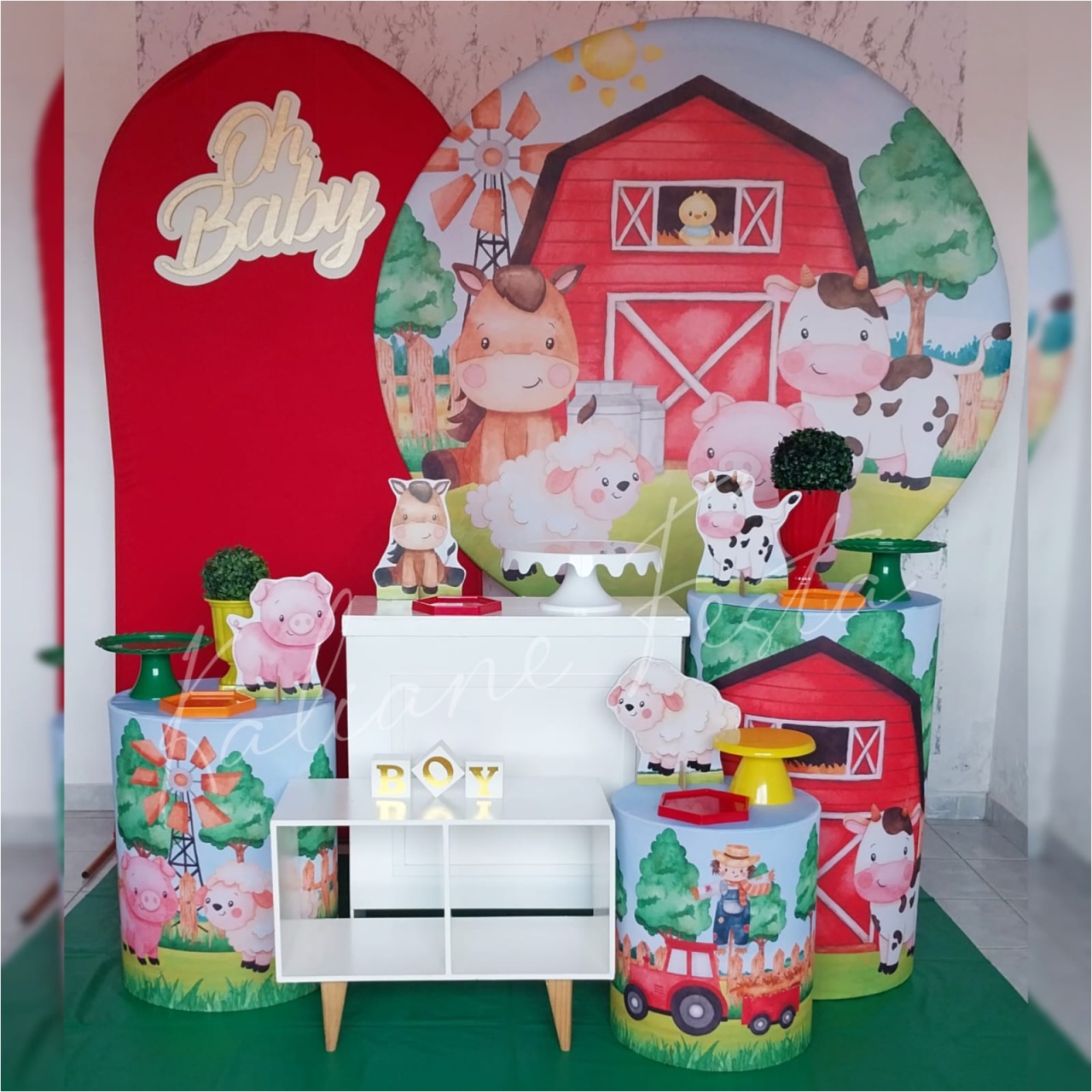 Fazendinha Menino Chá de Bebê - Kit Diamante - Kaliane Festa Pegue e Monte