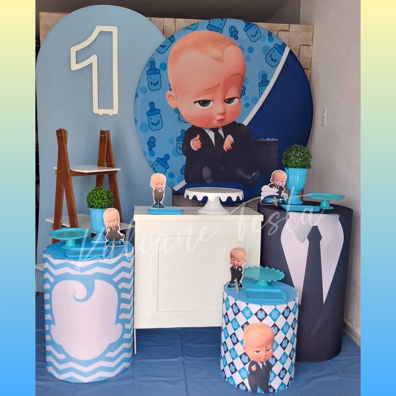 O Poderoso Chefinho Azul Claro - Kit Diamante Com Numeração - Kaliane Festa Pegue e Monte