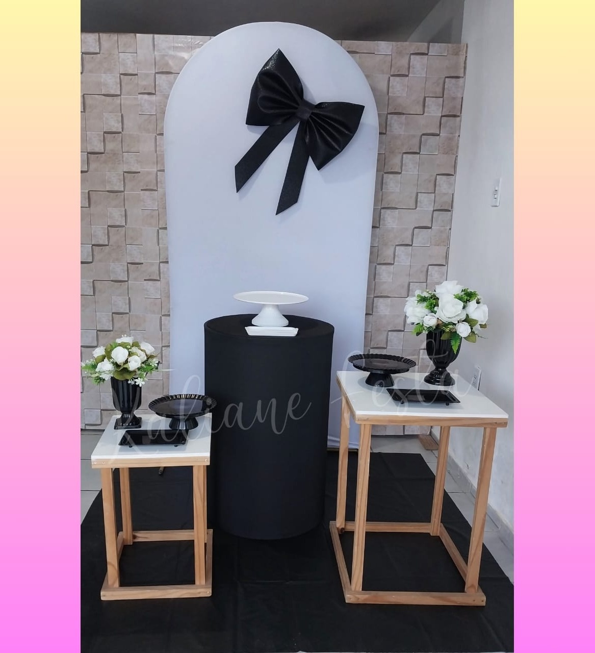 Preto E Branco Laço - Kit Elegance Laço - Kaliane Festa Pegue e Monte