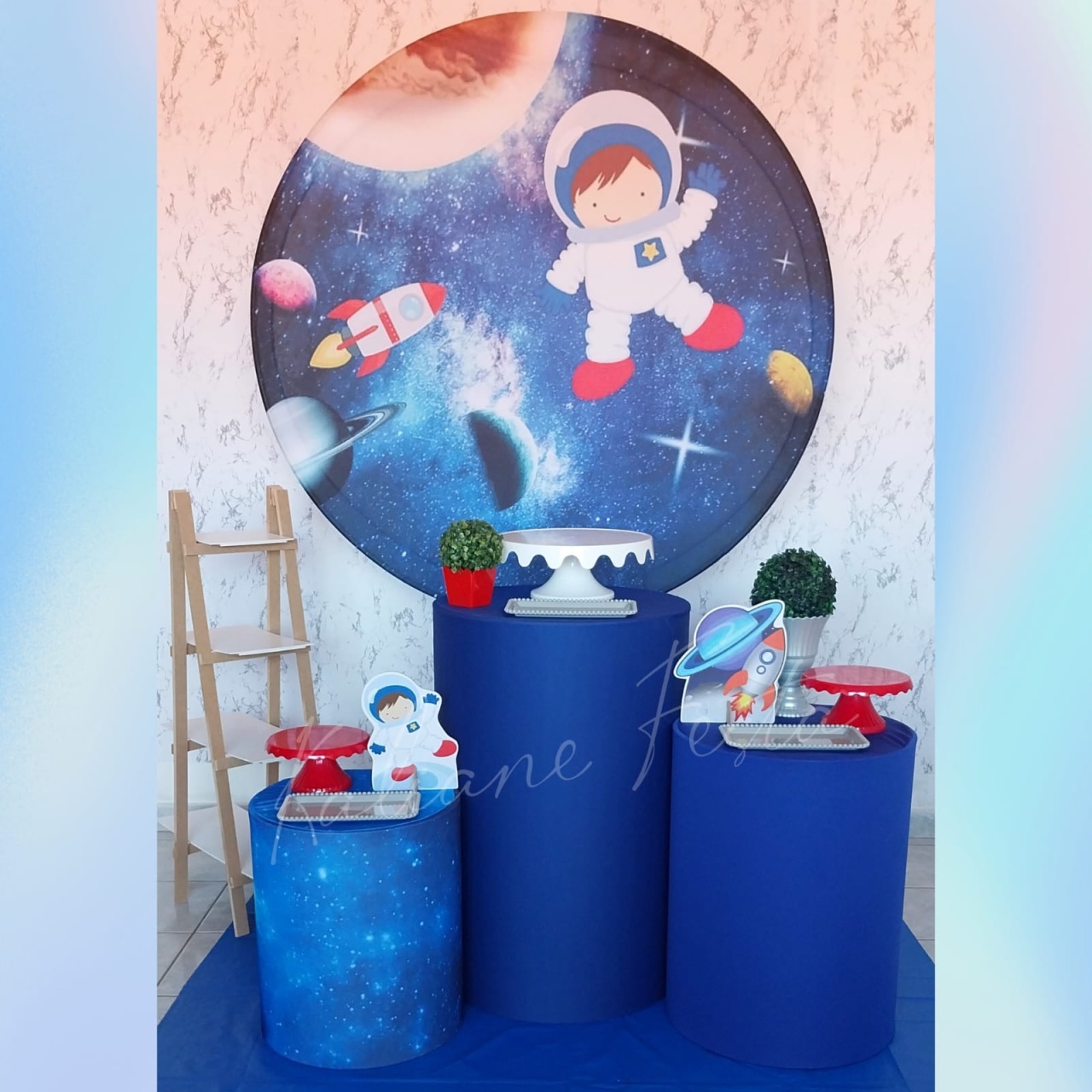 Astronauta Menino Azul - Kit Prata - Kaliane Festa Pegue e Monte
