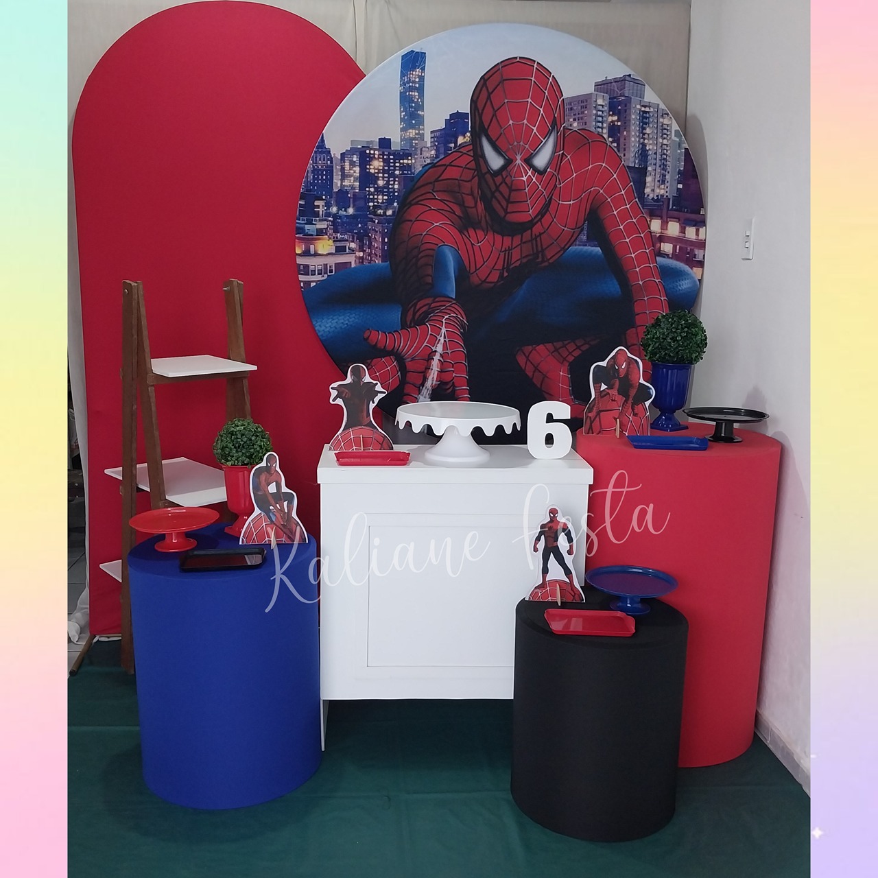 Homem Aranha Vermelho, Azul E Preto - Kit Diamante - Kaliane Festa Pegue e Monte