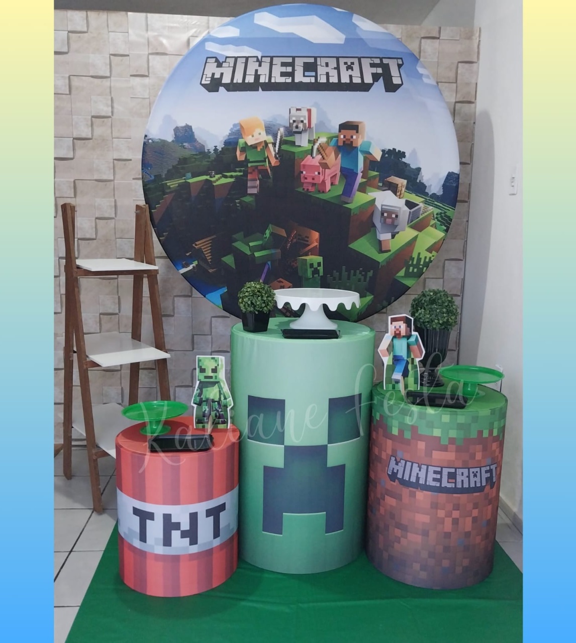  Minecraft Menino - Kit Prata - Kaliane Festa Pegue e Monte