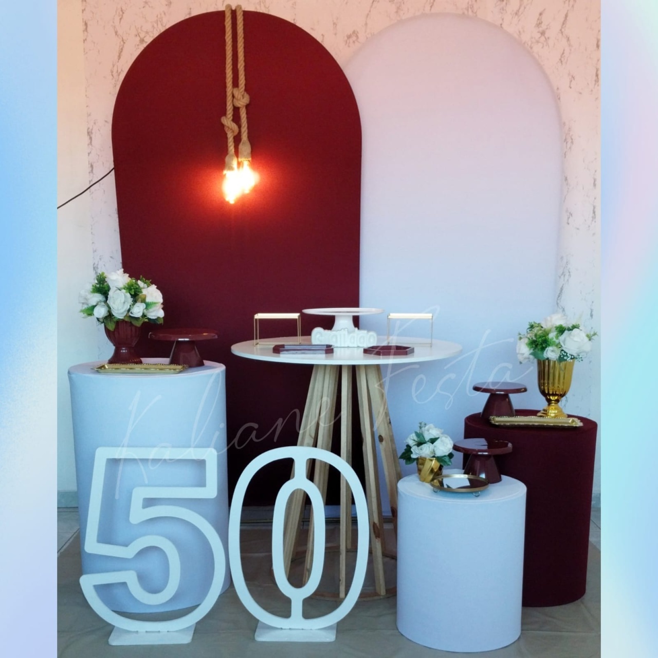 Marsala E Branco - Kit Super Luxo Adulto - Kaliane Festa Pegue e Monte
