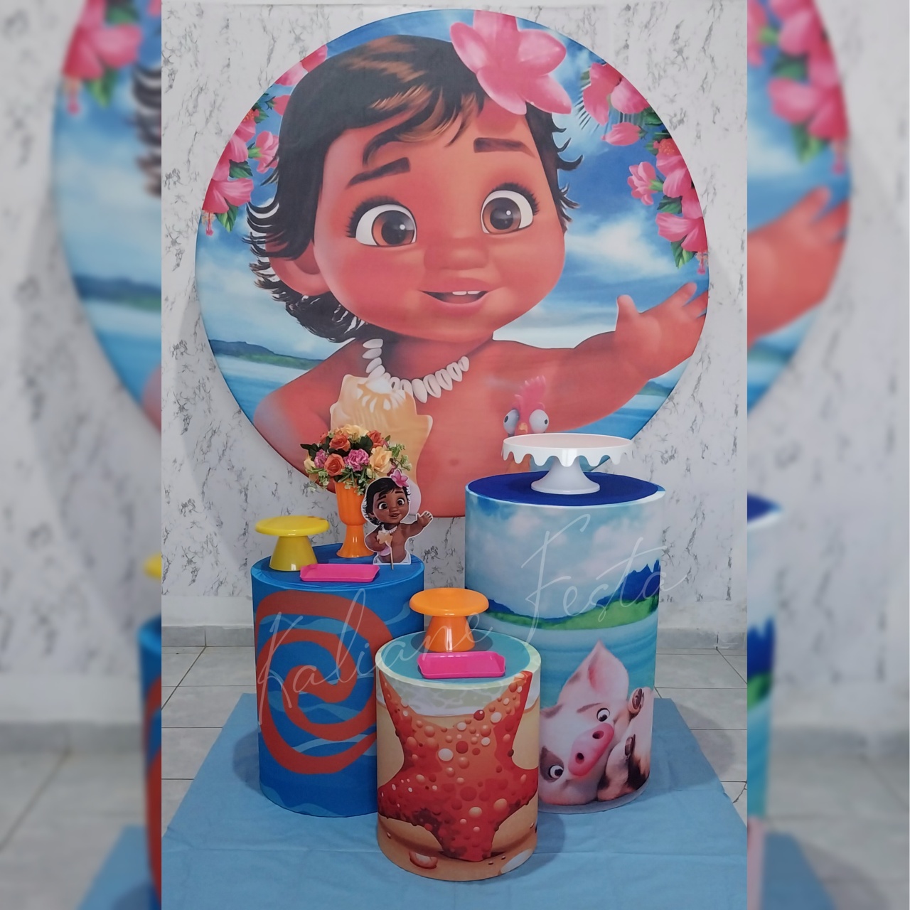 Moana Baby Rosa 2 - Kit Bronze - Kaliane Festa Pegue e Monte