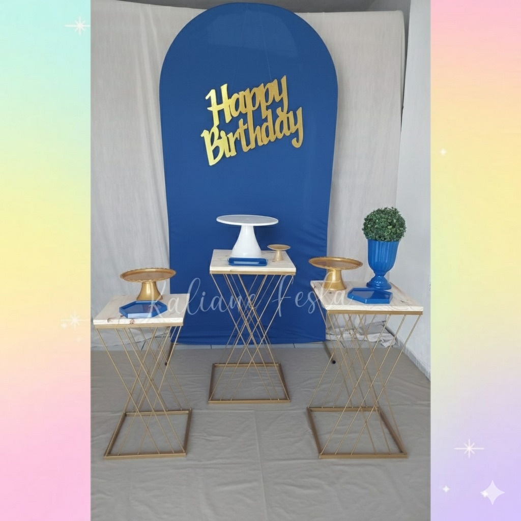 Azul Royal Masculino Mesas de Ferro - Kit Premium - Kaliane Festa Pegue e Monte
