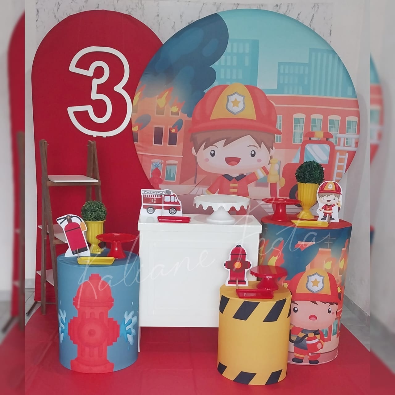 Bombeiros  - Kit Diamante Com Numeração  - Kaliane Festa Pegue e Monte