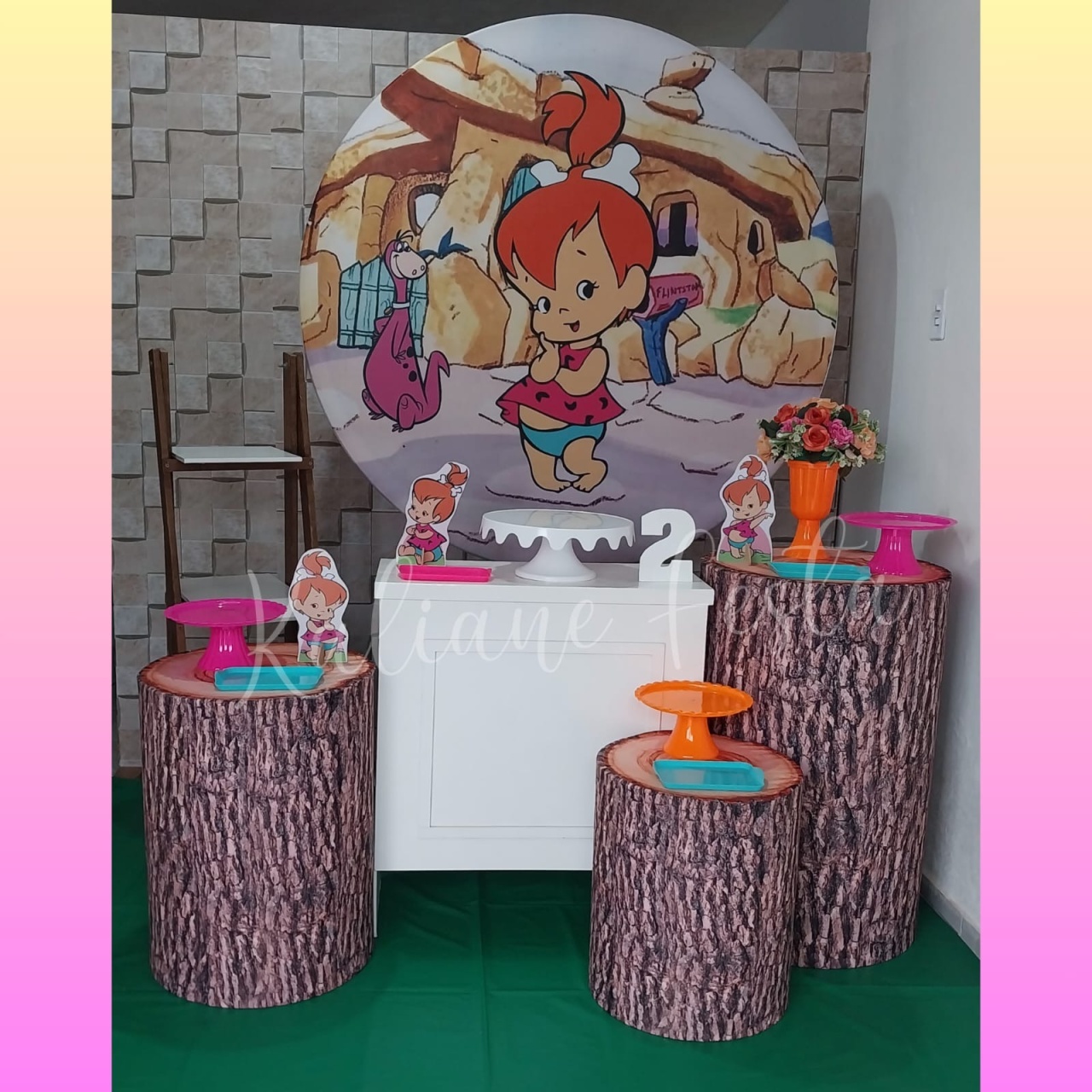  Pedrita Pink E Verde Água  - Kit Ouro  - Kaliane Festa Pegue e Monte