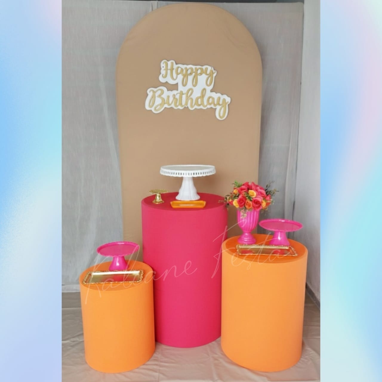 Neutro Pink E Laranja Romano - Kit Ouro Adulto - Kaliane Festa Pegue e Monte