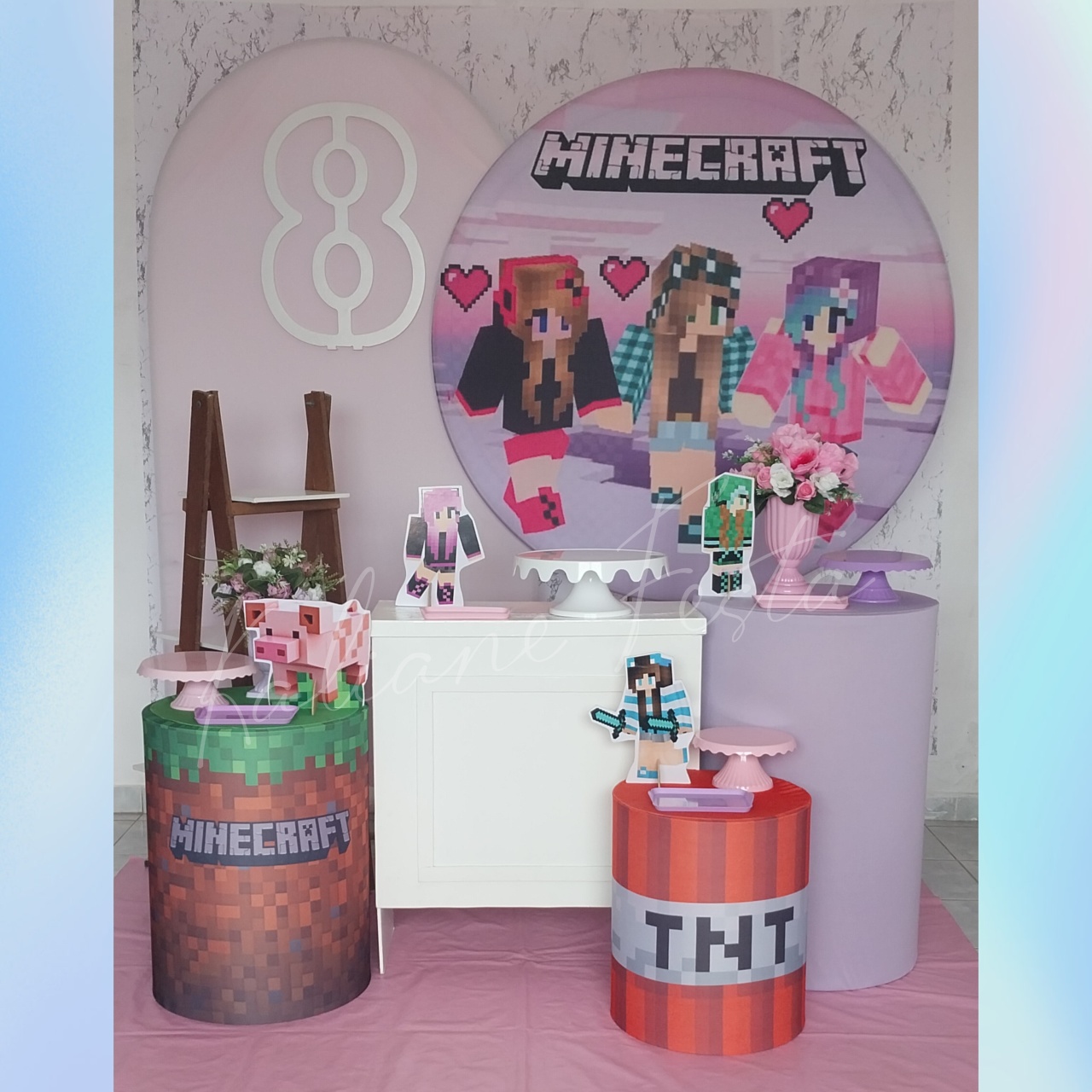Minecraft Com Número - Kit Diamante Com Numeração - Kaliane Festa Pegue e Monte