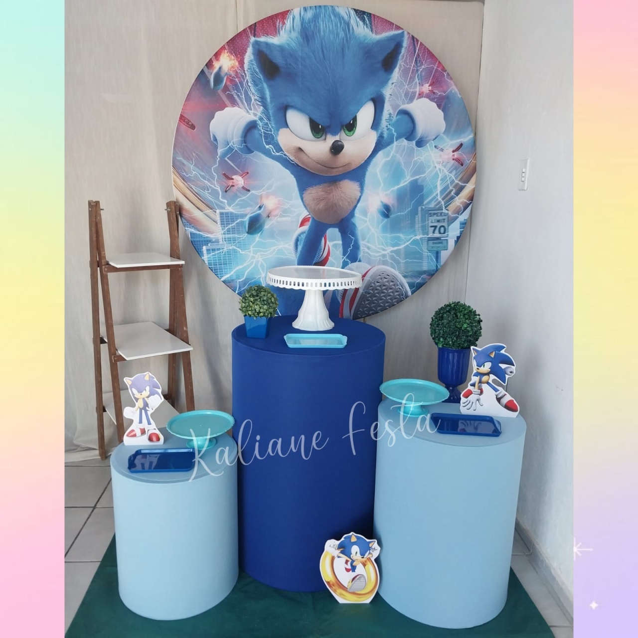 Sonic Azul Claro - Kit Prata - Kaliane Festa Pegue e Monte