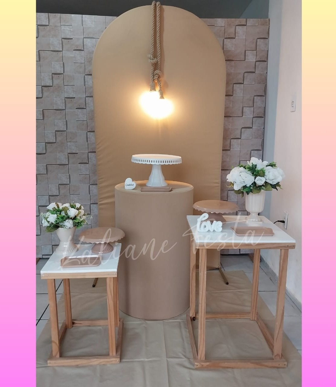 Neutro (Casamento)- Kit Elegance Com Luzes - Kaliane Festa Pegue e Monte