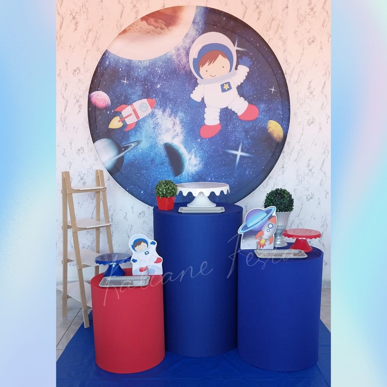 Astronauta Menino Vermelho - Kit Prata  - Kaliane Festa Pegue e Monte