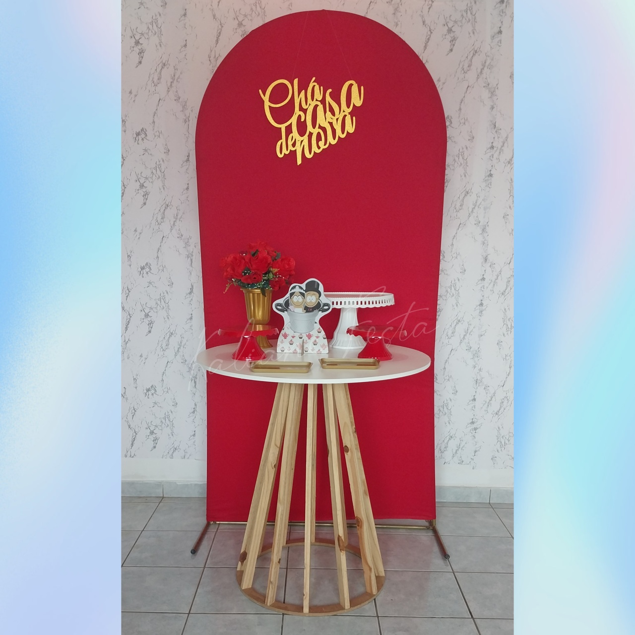 Chá de Casa Nova/ Vermelho E Dourado - Kaliane Festa Pegue e Monte