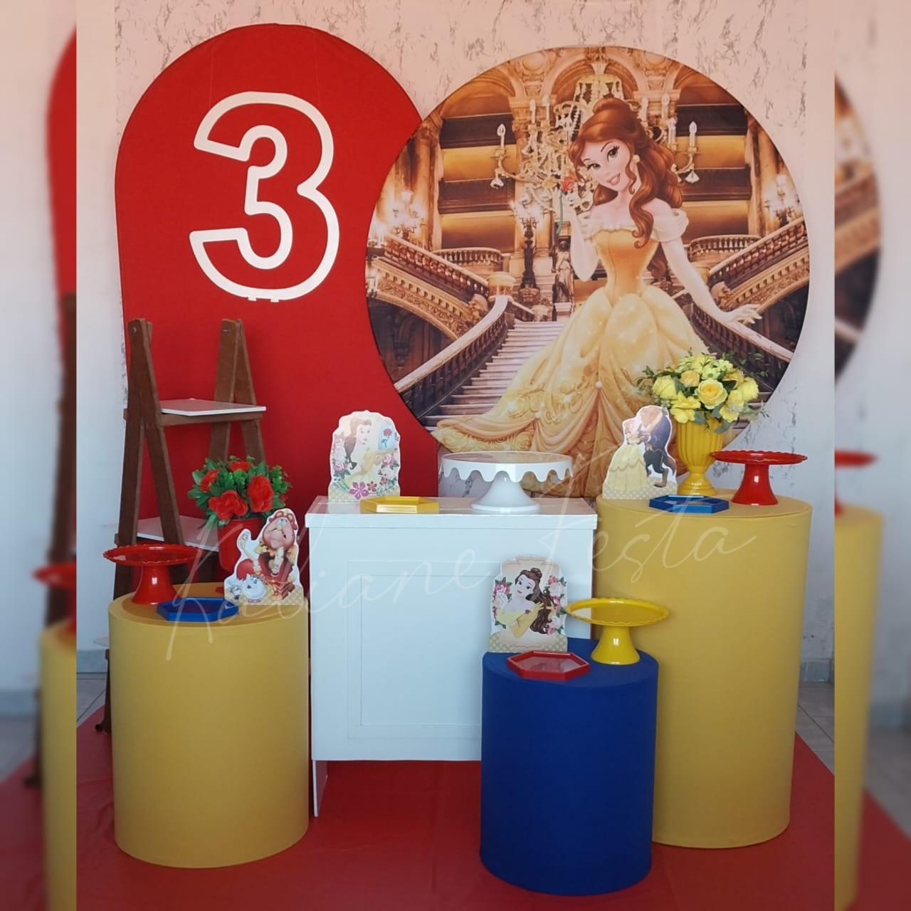Bela Azul, Vermelho E Amarelo - Kit Diamante Com Numeração - Kaliane Festa Pegue e Monte