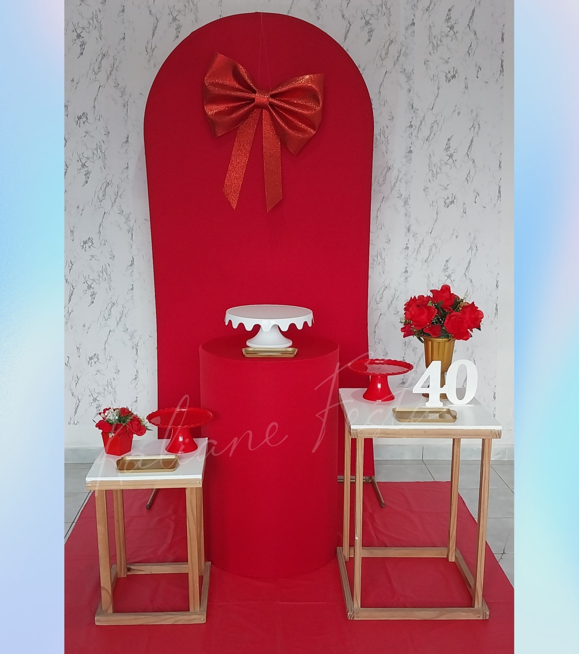 Vermelho E Dourado Laço - Kit Elegance Laço - Kaliane Festa Pegue e Monte