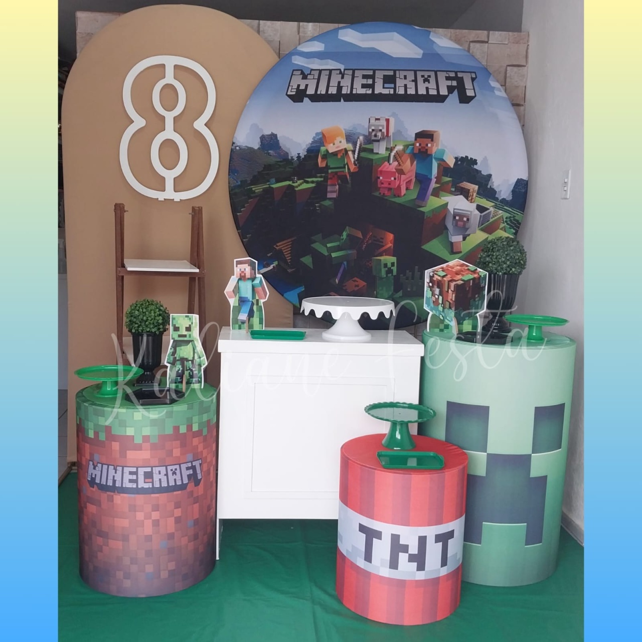 Minecraft Com Número - Kit Diamante Com Numeração - Kaliane Festa Pegue e Monte