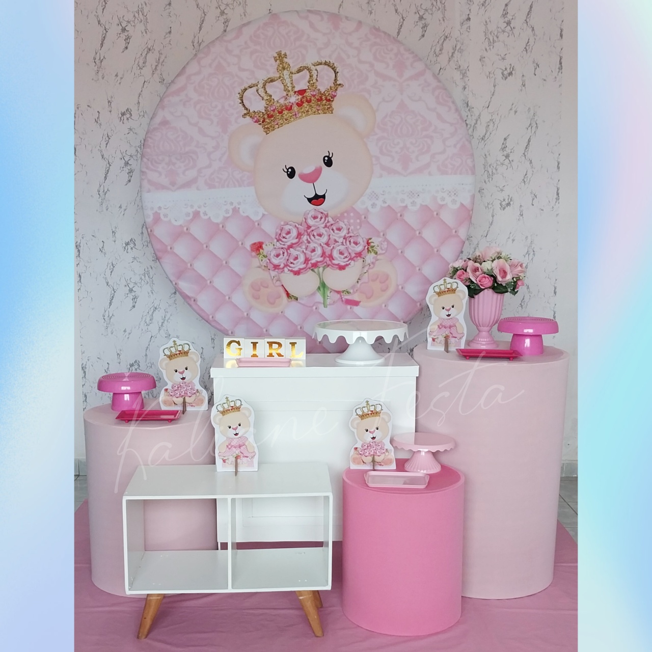 Ursinha Princesa Rosa - Kit Ouro - Kaliane Festa Pegue e Monte