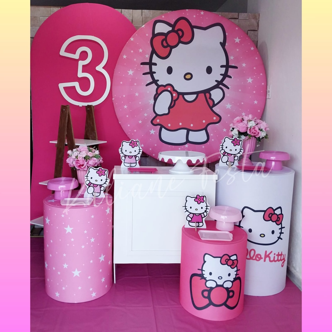  Hello Kitty Com Número - Kit Diamante Com Numeração - Kaliane Festa Pegue e Monte