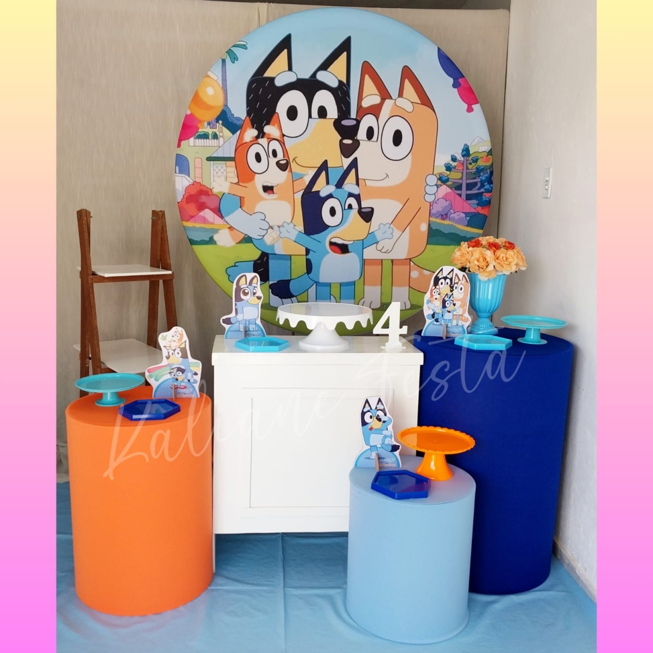Bluey Menina  - Kit Ouro - Kaliane Festa Pegue e Monte