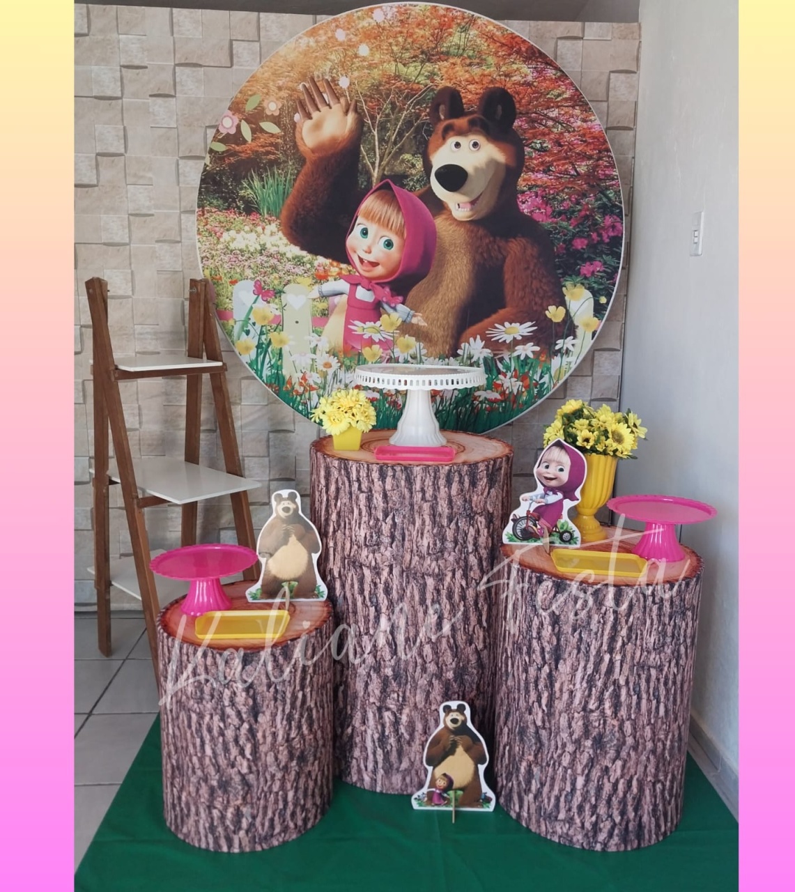 Masha E O Urso - Kit Prata - Kaliane Festa Pegue e Monte