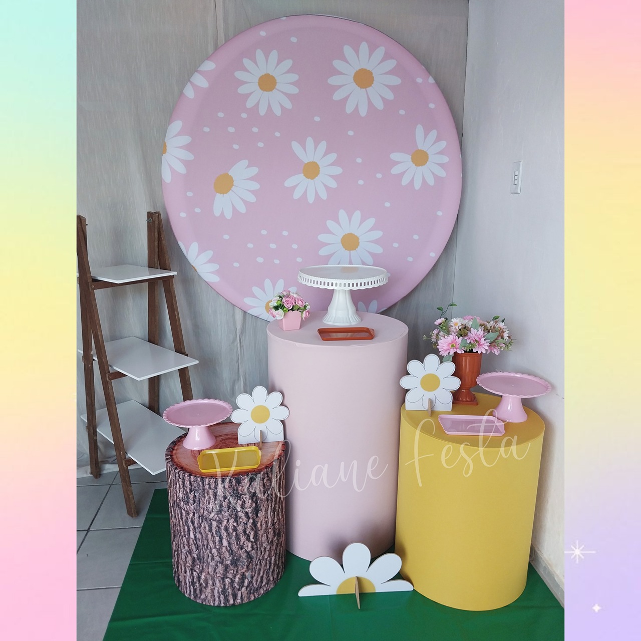  Margaridas Madeira - Kit Prata - Kaliane Festa Pegue e Monte