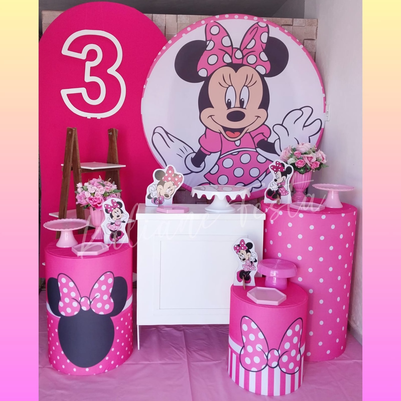 Minnie Rosa 2 - Kit Diamante Com Numeração - Kaliane Festa Pegue e Monte