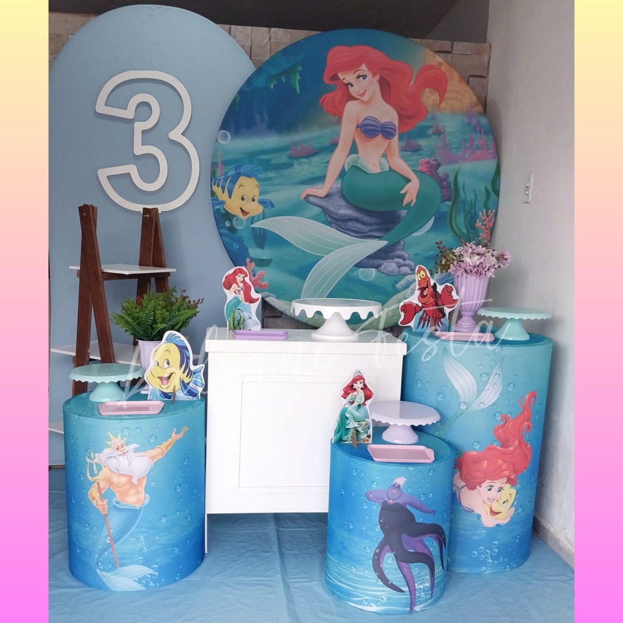 Ariel 1 Com Número - Kit Diamante Com Numeração - Kaliane Festa Pegue e Monte