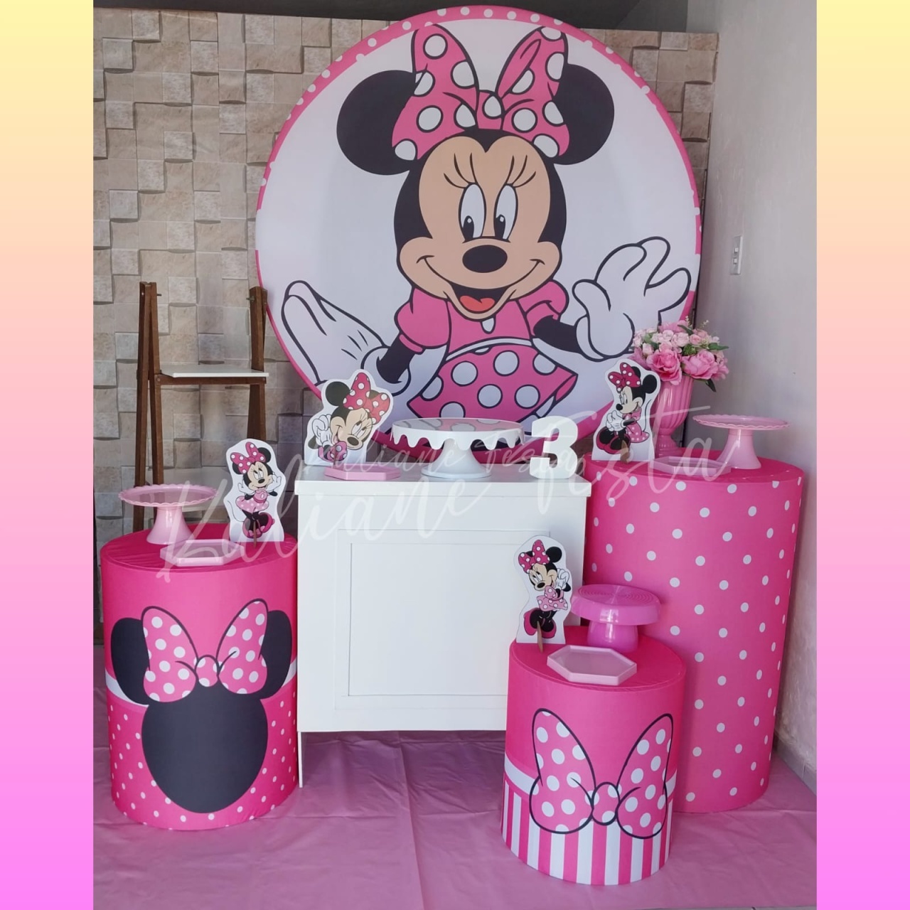  Minnie Rosa 2  - Kit Ouro - Kaliane Festa Pegue e Monte