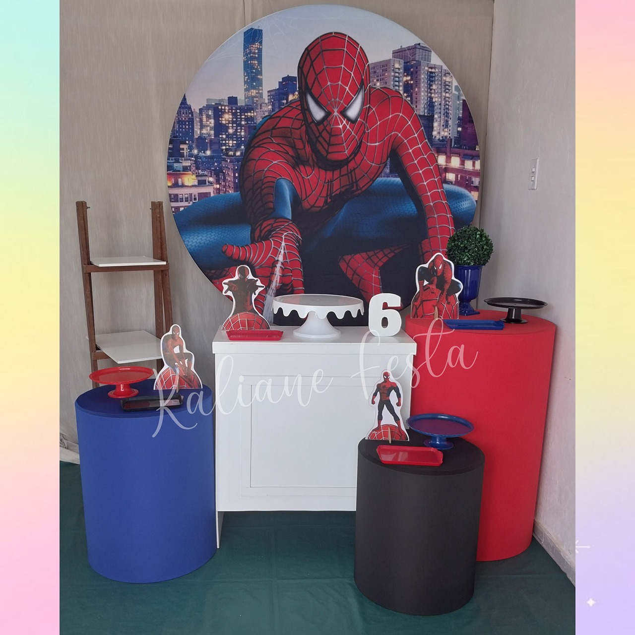  Homem Aranha Vemelho,Preto E Azul - Kit Ouro - Kaliane Festa Pegue e Monte
