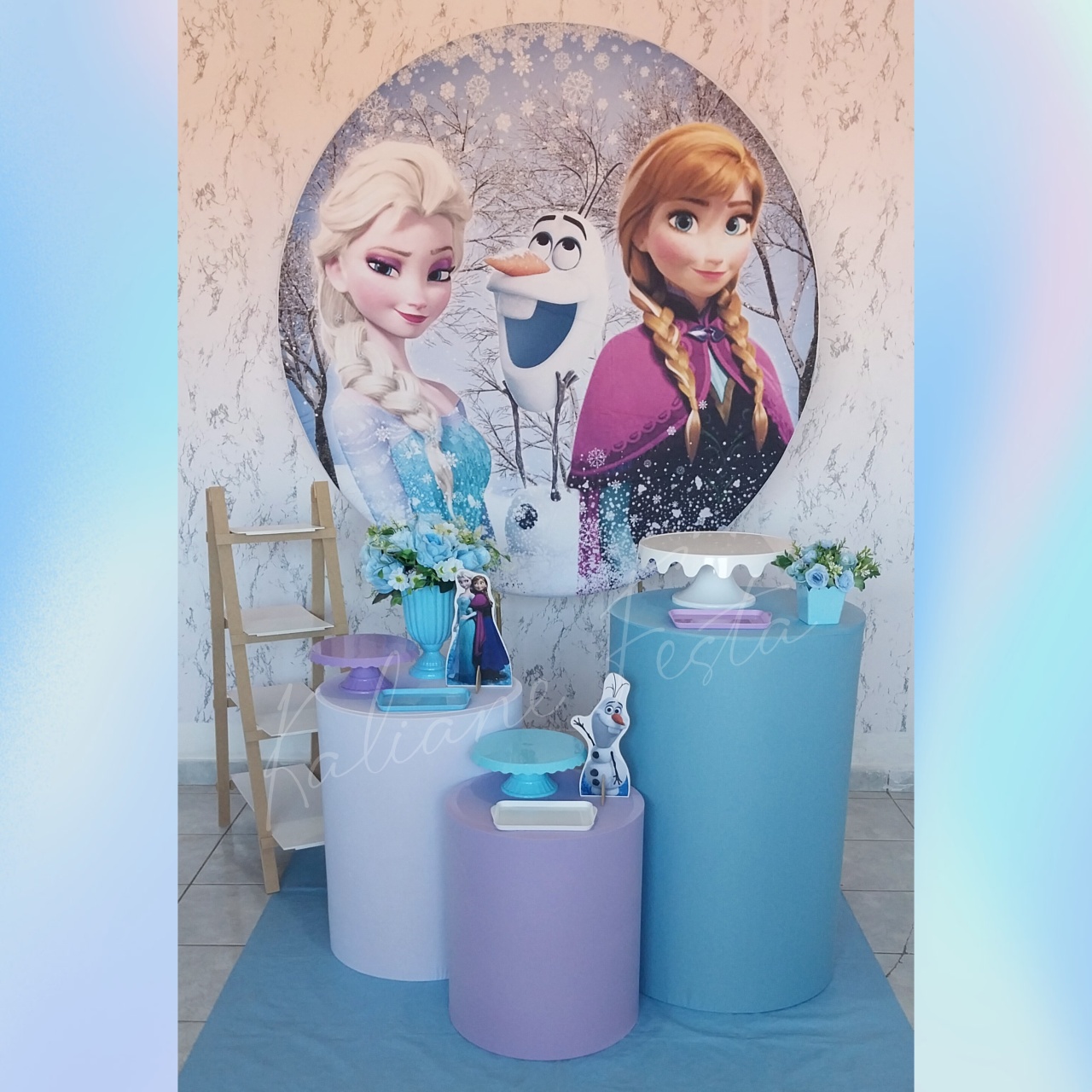  Frozen Branco - Kit Prata - Kaliane Festa Pegue e Monte