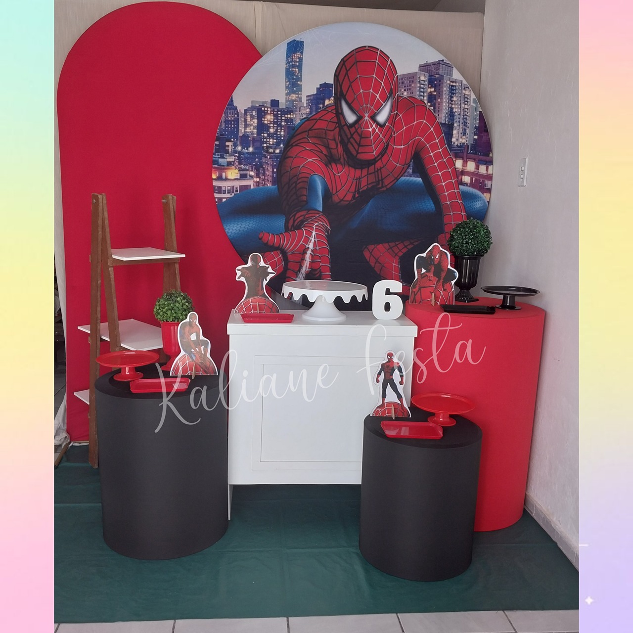 Homem Aranha Preto E Vermelho - Kit Diamante - Kaliane Festa Pegue e Monte