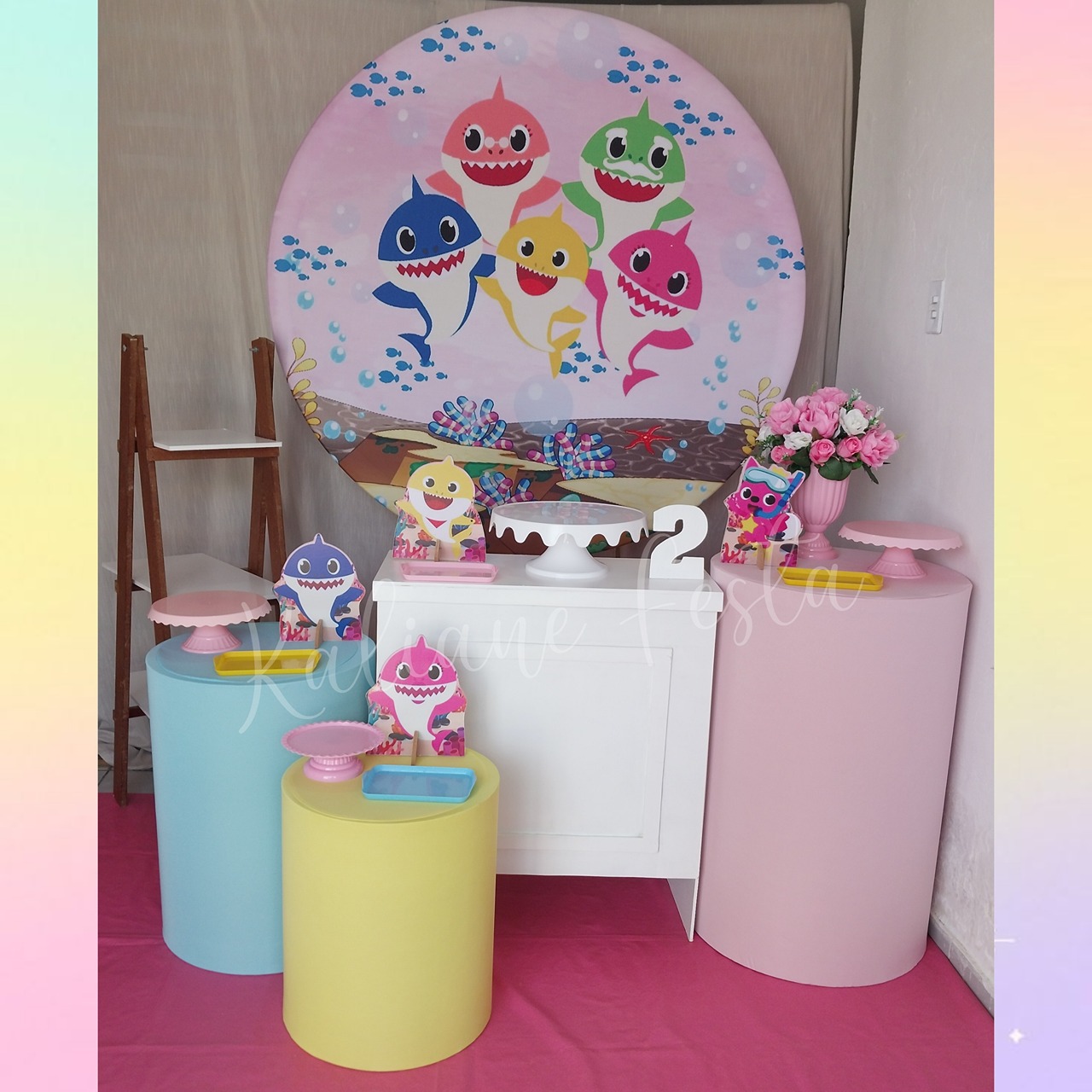 Baby Shark Menina - Kit Ouro - Kaliane Festa Pegue e Monte