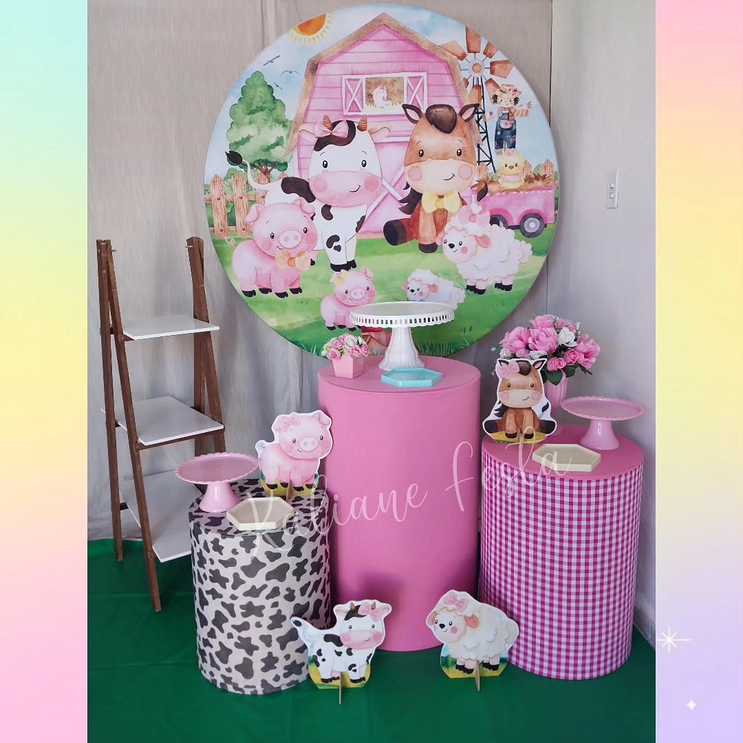 Fazendinha Rosa - Kit Prata - Kaliane Festa Pegue e Monte