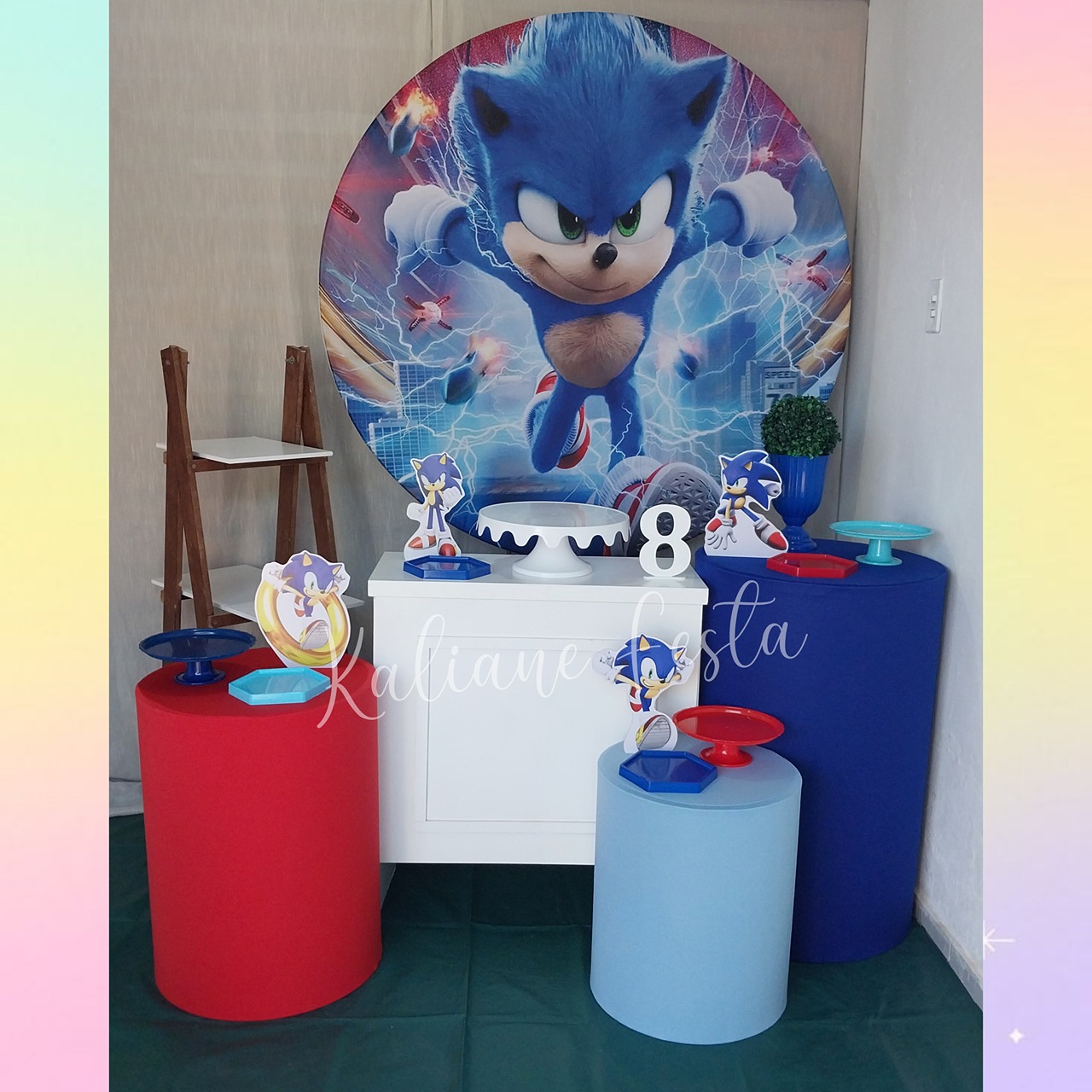  Sonic Azul E Vermelho - Kit Ouro - Kaliane Festa Pegue e Monte