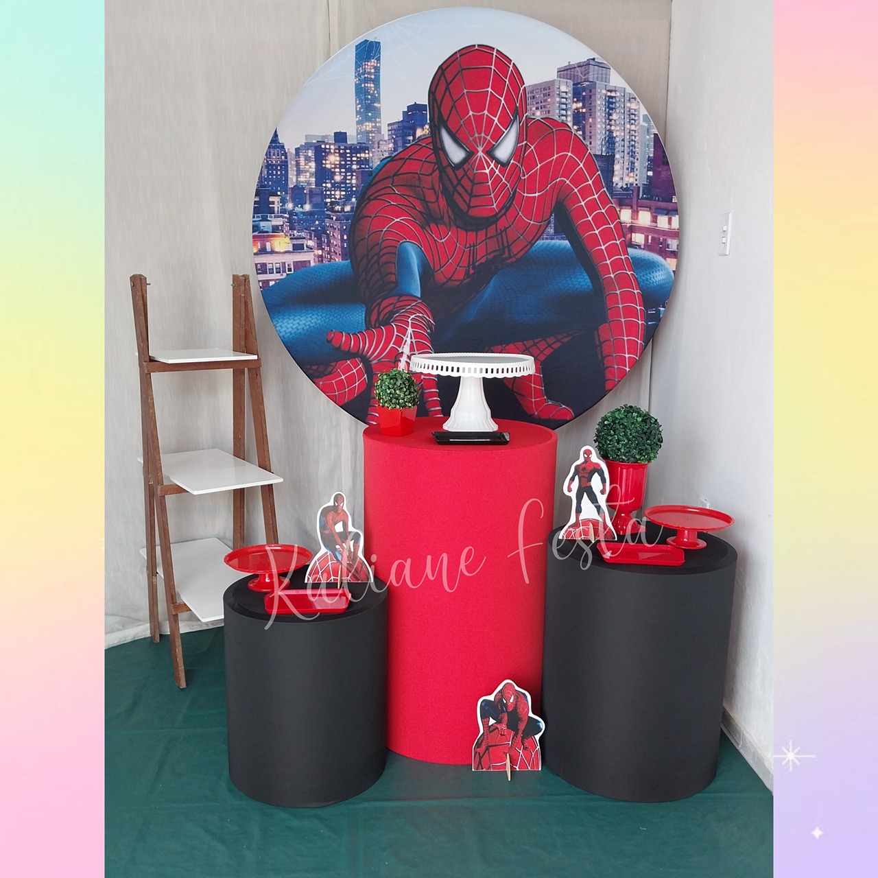Homem Aranha Vermelho E Preto  - Kit Prata - Kaliane Festa Pegue e Monte