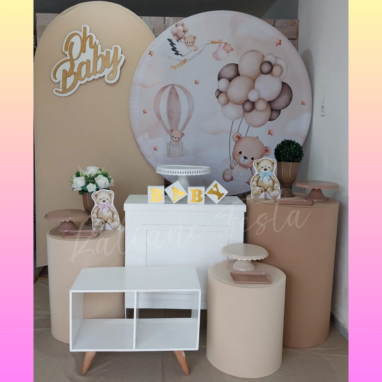 Chá Revelação Neutro - Kit Diamante - Kaliane Festa Pegue e Monte