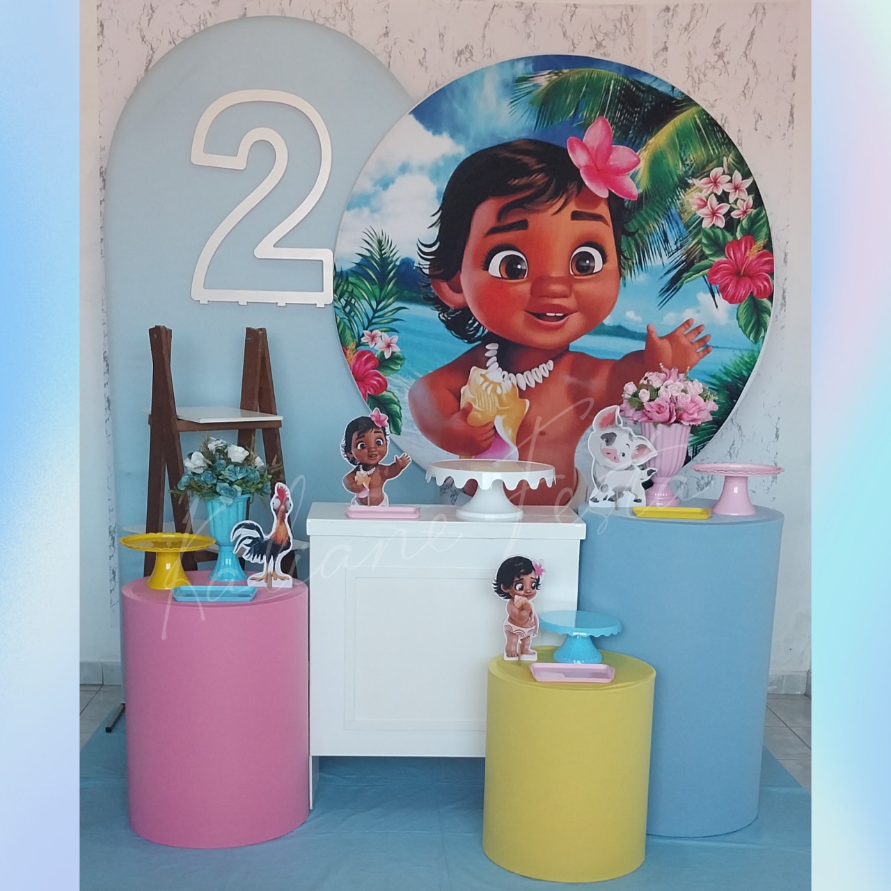 Moana Baby Com Número  - Kit Diamante Com Numeração - Kaliane Festa Pegue e Monte
