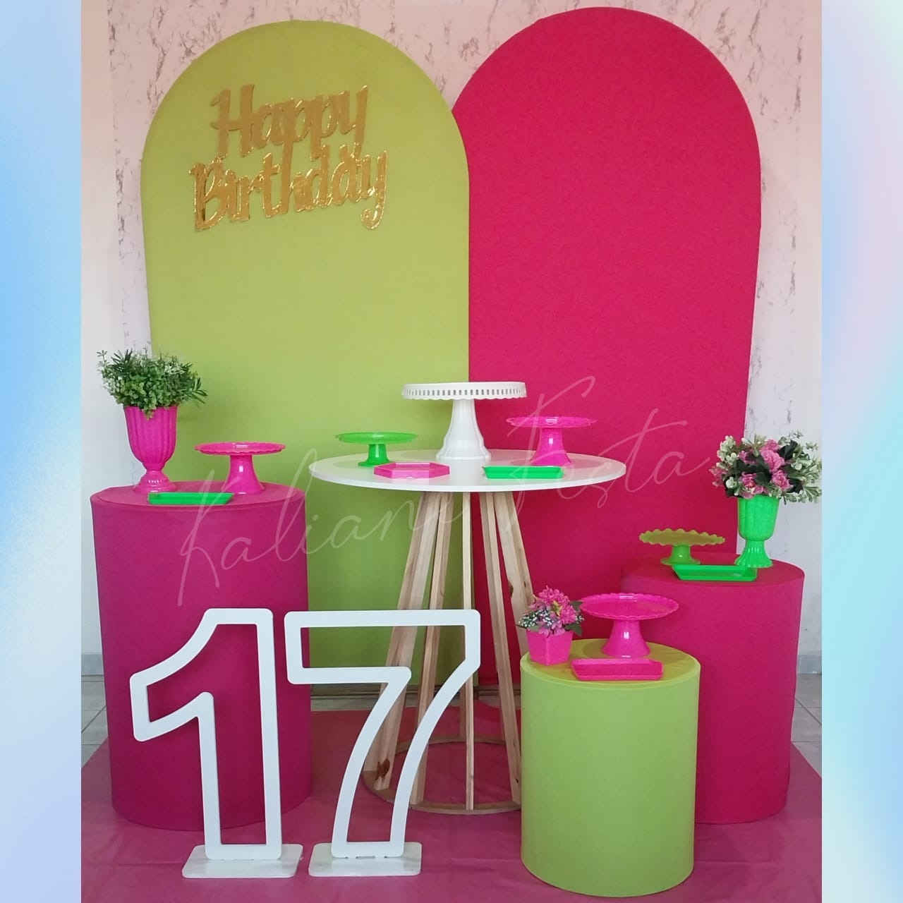 Pink E Verde Abacate - Kit Super Luxo Adulto - Kaliane Festa Pegue e Monte