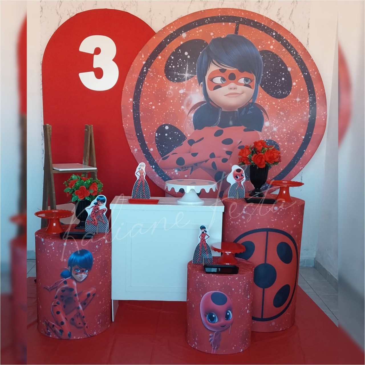 Ladybug - Kit Diamante Com Numeração - Kaliane Festa Pegue e Monte
