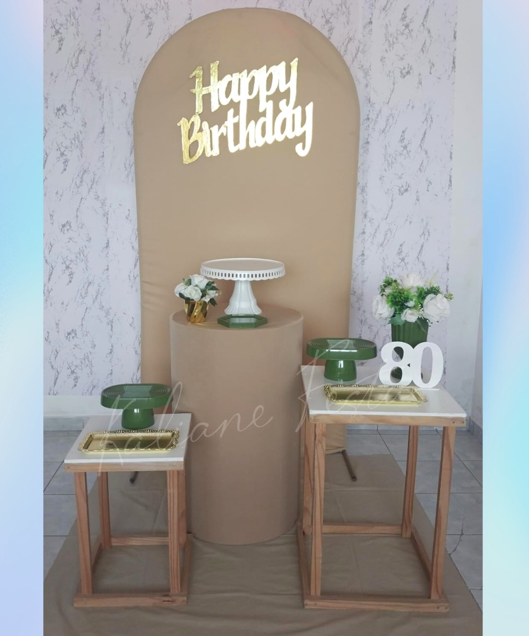 Neutro Com Verde Oliva- Kit Elegance  - Kaliane Festa Pegue e Monte