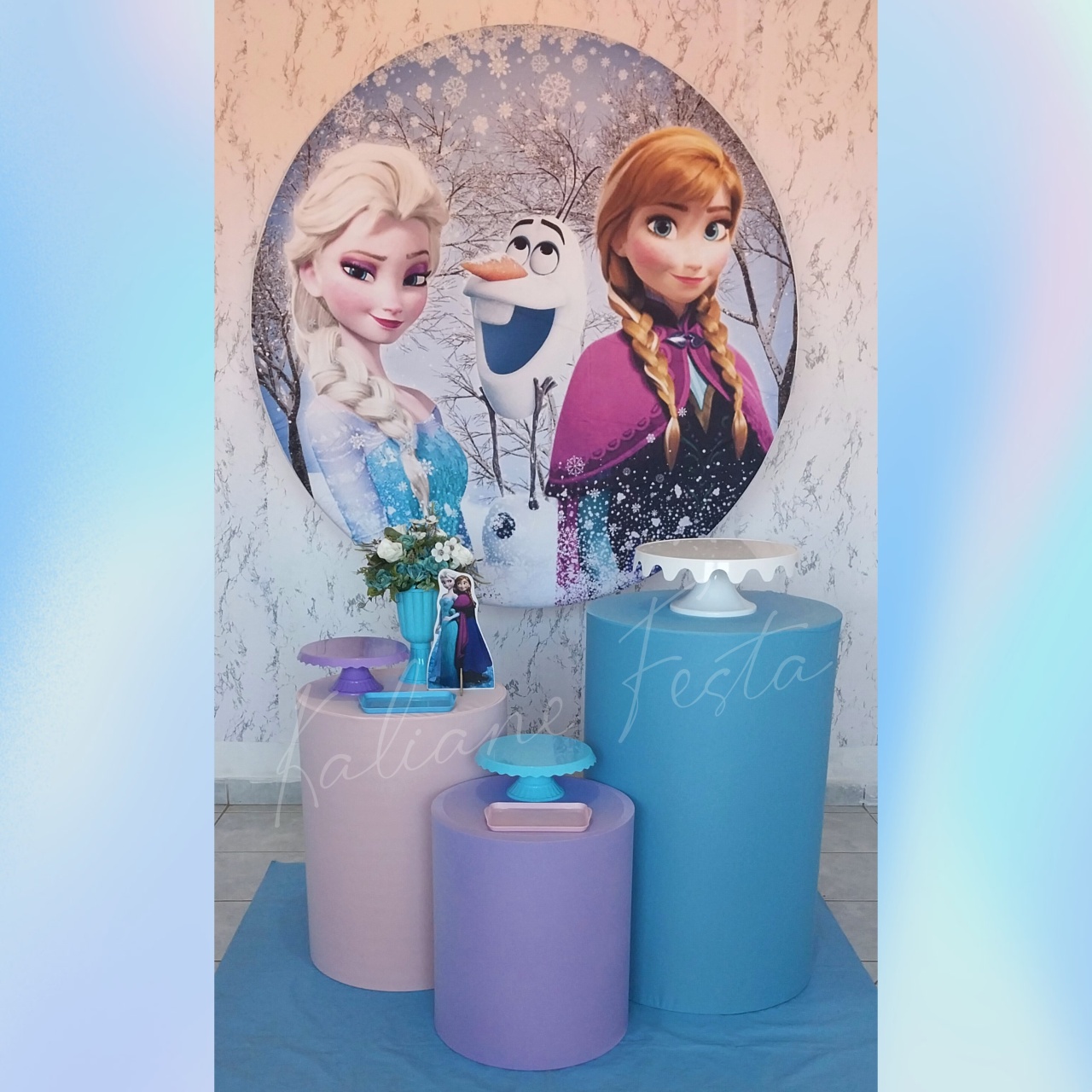  Frozen Azul, Rosa E Lilás - Kit Bronze - Kaliane Festa Pegue e Monte