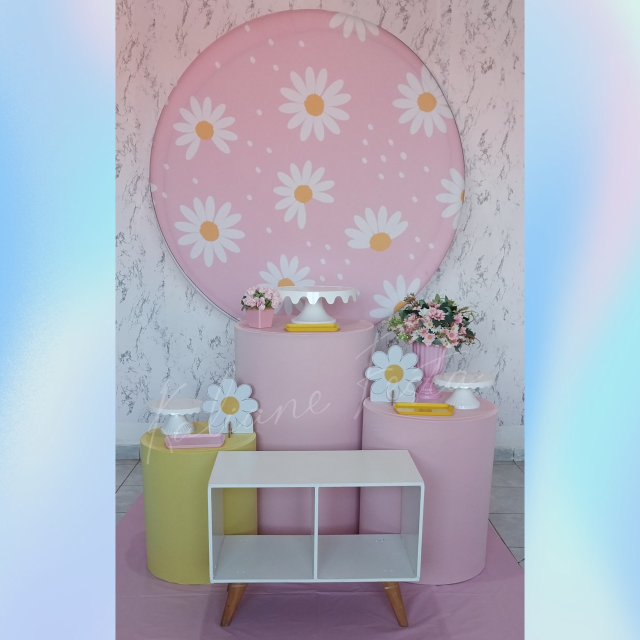 Margaridas Chá de Bebê - Kit Prata - Kaliane Festa Pegue e Monte