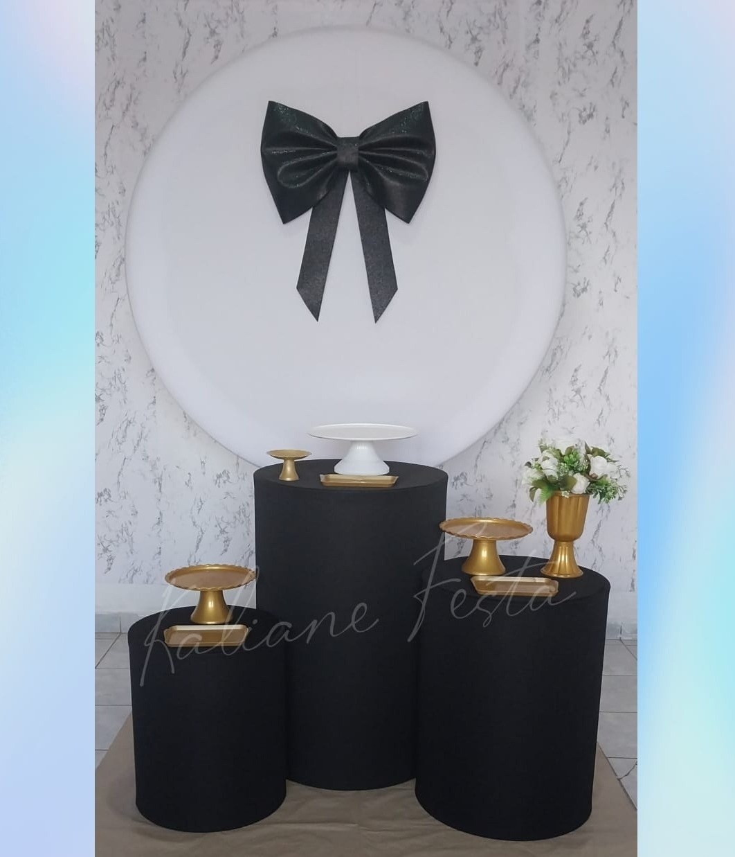 Laço Preto - Kit Prata Adulto - Kaliane Festa Pegue e Monte