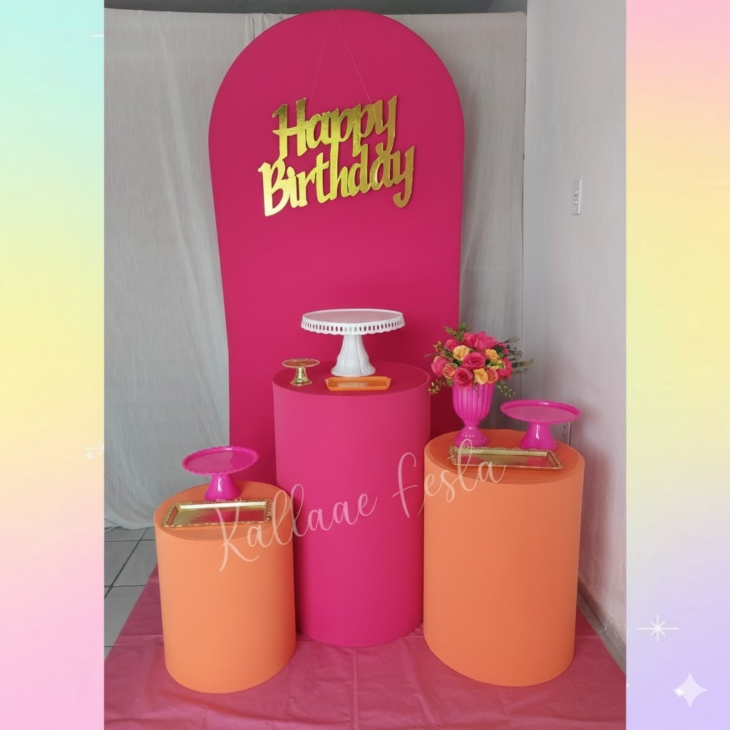 Pink Com Laranja Romano - Kit Ouro Adulto  - Kaliane Festa Pegue e Monte