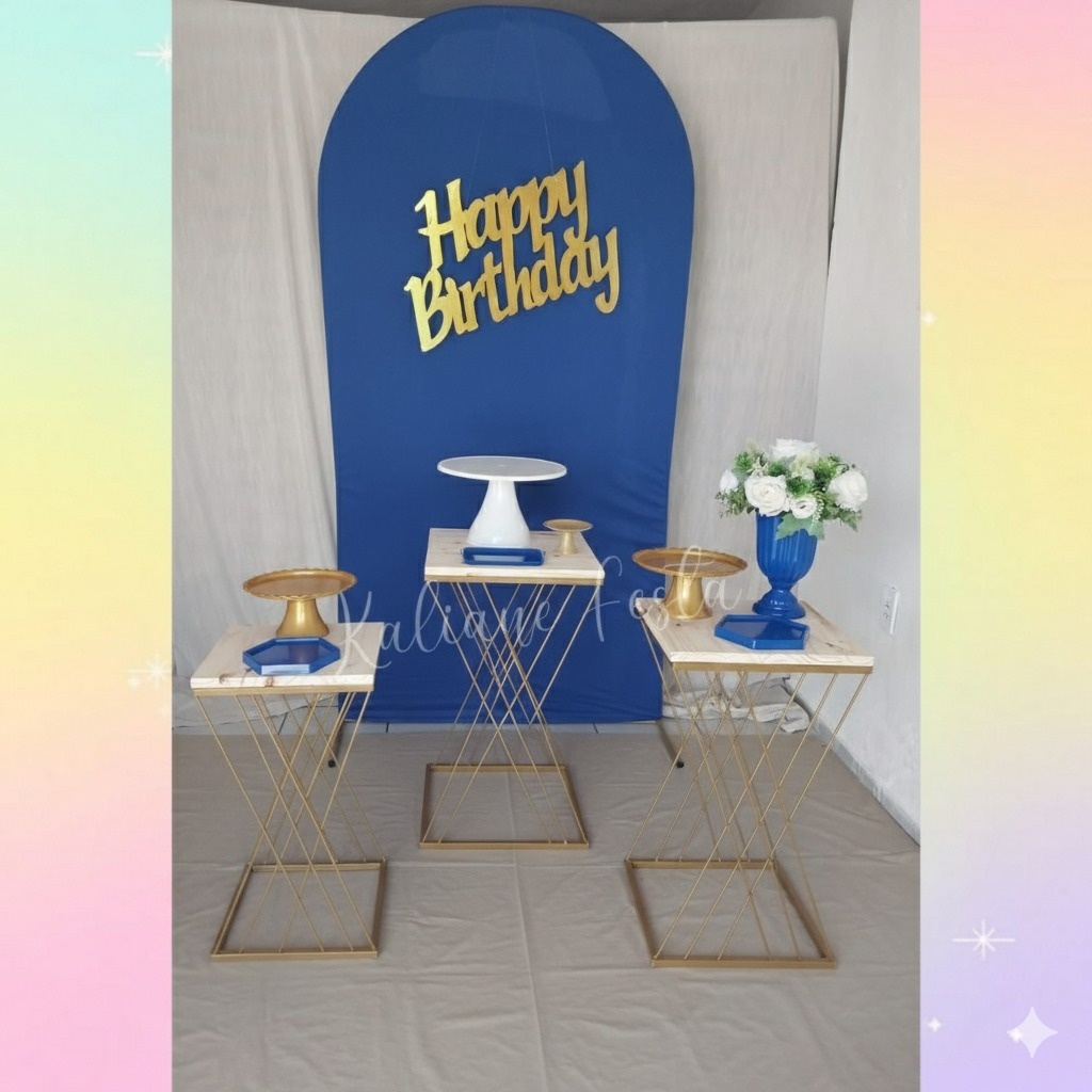 Azul Royal Feminino Mesas de Ferro - Kit Premium - Kaliane Festa Pegue e Monte