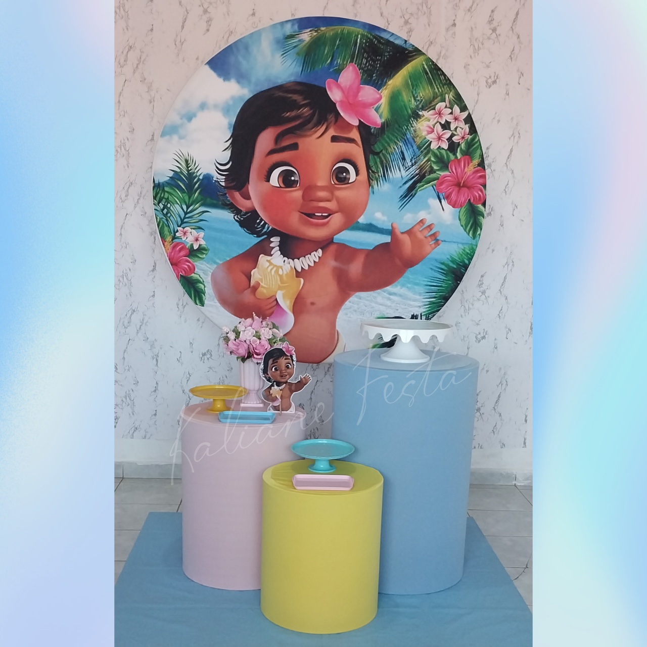  Moana Baby Rosa - Kit Bronze  - Kaliane Festa Pegue e Monte
